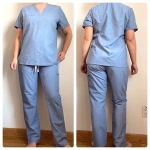 FIGS scrub set top L large pants M medium blue women (ш1998)